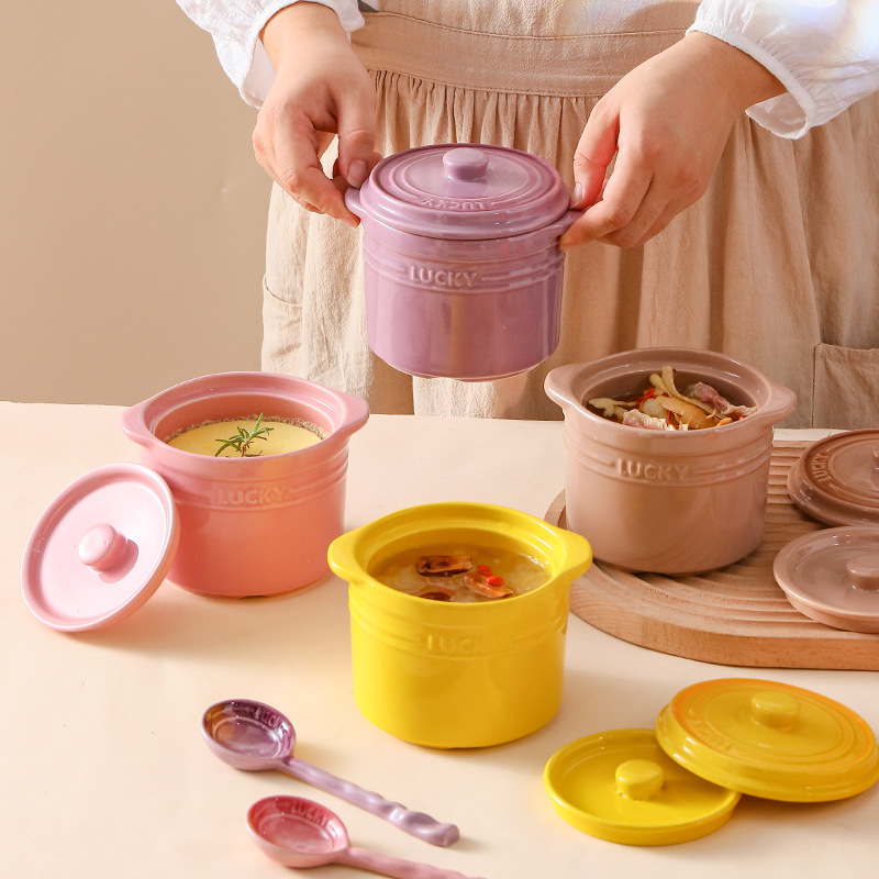 Kitchen Appliances Cooking - Ciotola in ceramica a doppio coperchio,